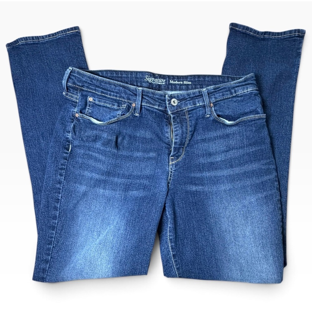 Signature Levi Strauss Modern Slim Jeans Womens 16L W33 L34 Medium Wash Denim